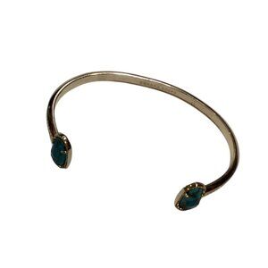 Kendra Scott Silver Tone Cuff Bracelet With Turquoise Stone Accents-Open Design